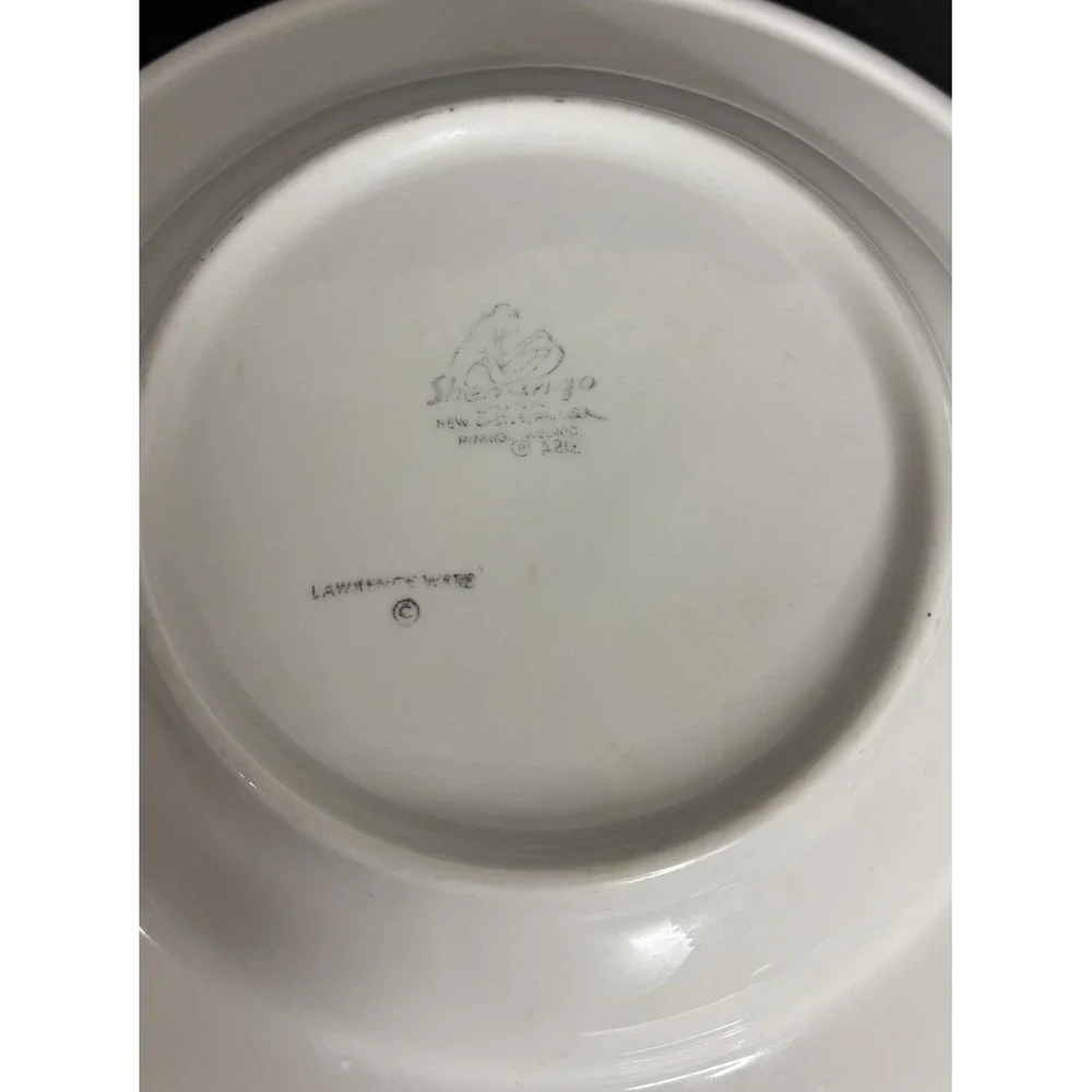 Shenango China Turquoise Gray Checker Rimmed Soup Bowl 9